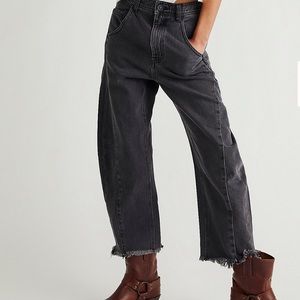 Soft black barrel jeans from free people
